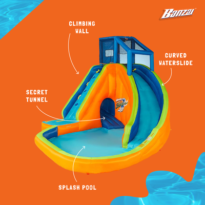 Banzai Sidewinder Falls Inflatable Water Park Play Pool with Slides (Damaged)