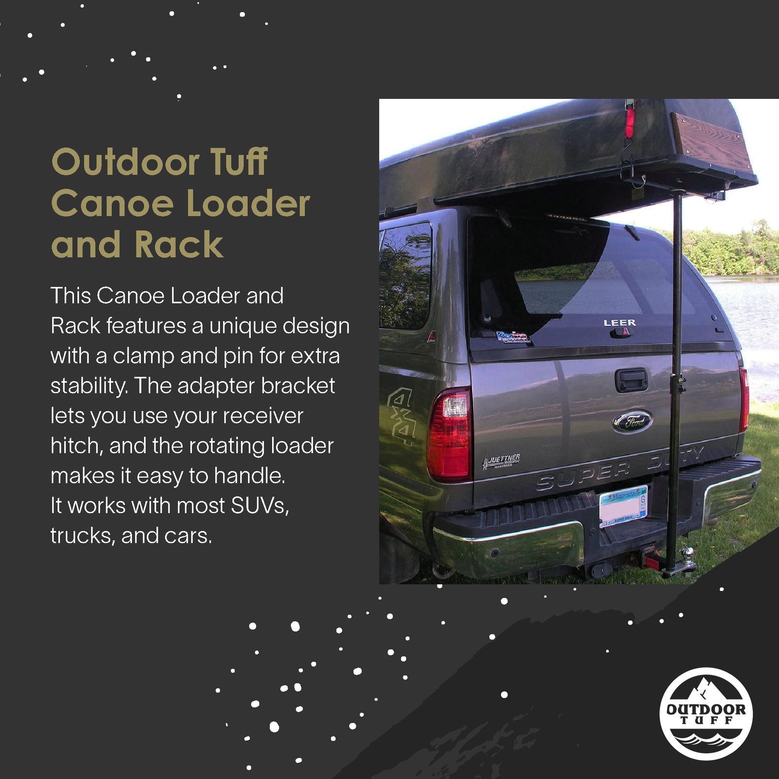 Outdoor Tuff OTF-01CR Adjustable Canoe Loader and Rack Support for Truck and SUV - VMInnovations