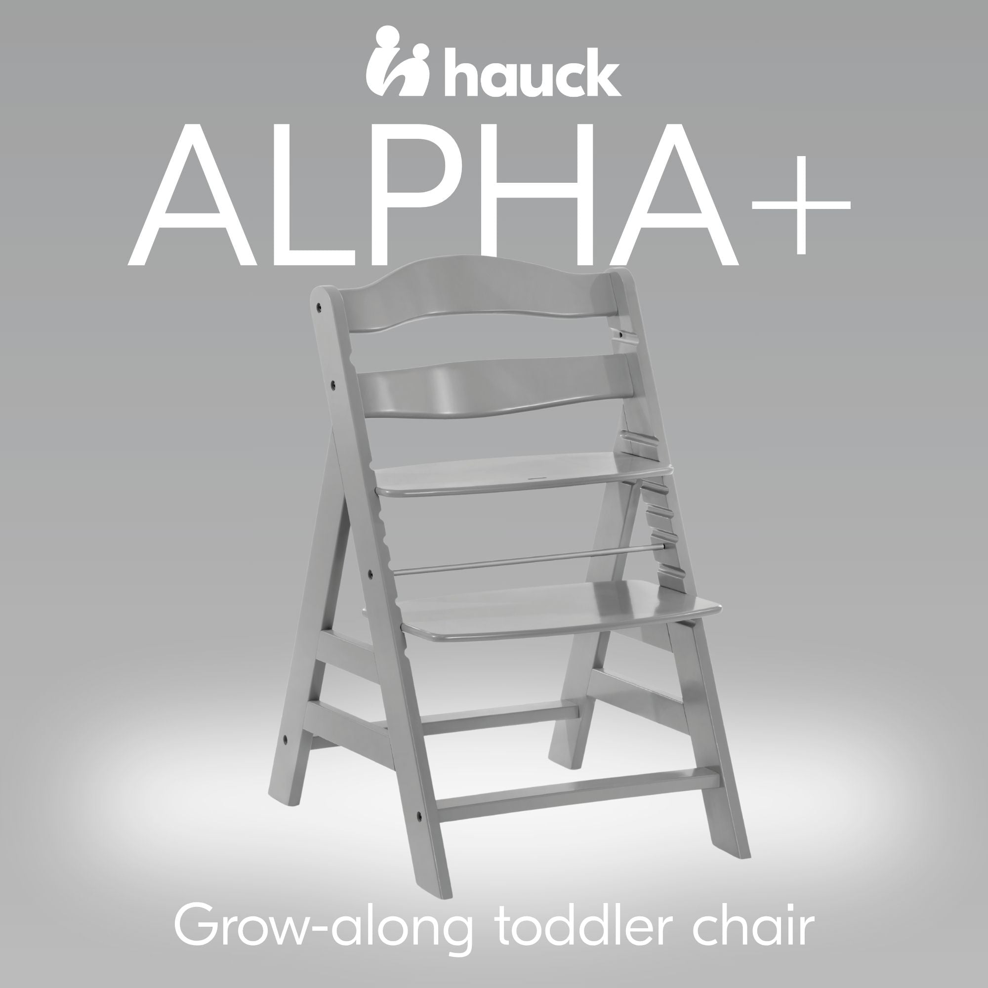 hauck Alpha+ Grow Along Adjustable Wooden Baby High Chair Seat, Beechwood, Grey
