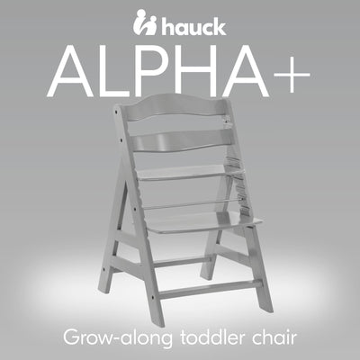 hauck Alpha+ Grow Along Adjustable Wooden Baby High Chair Seat, Beechwood, Grey