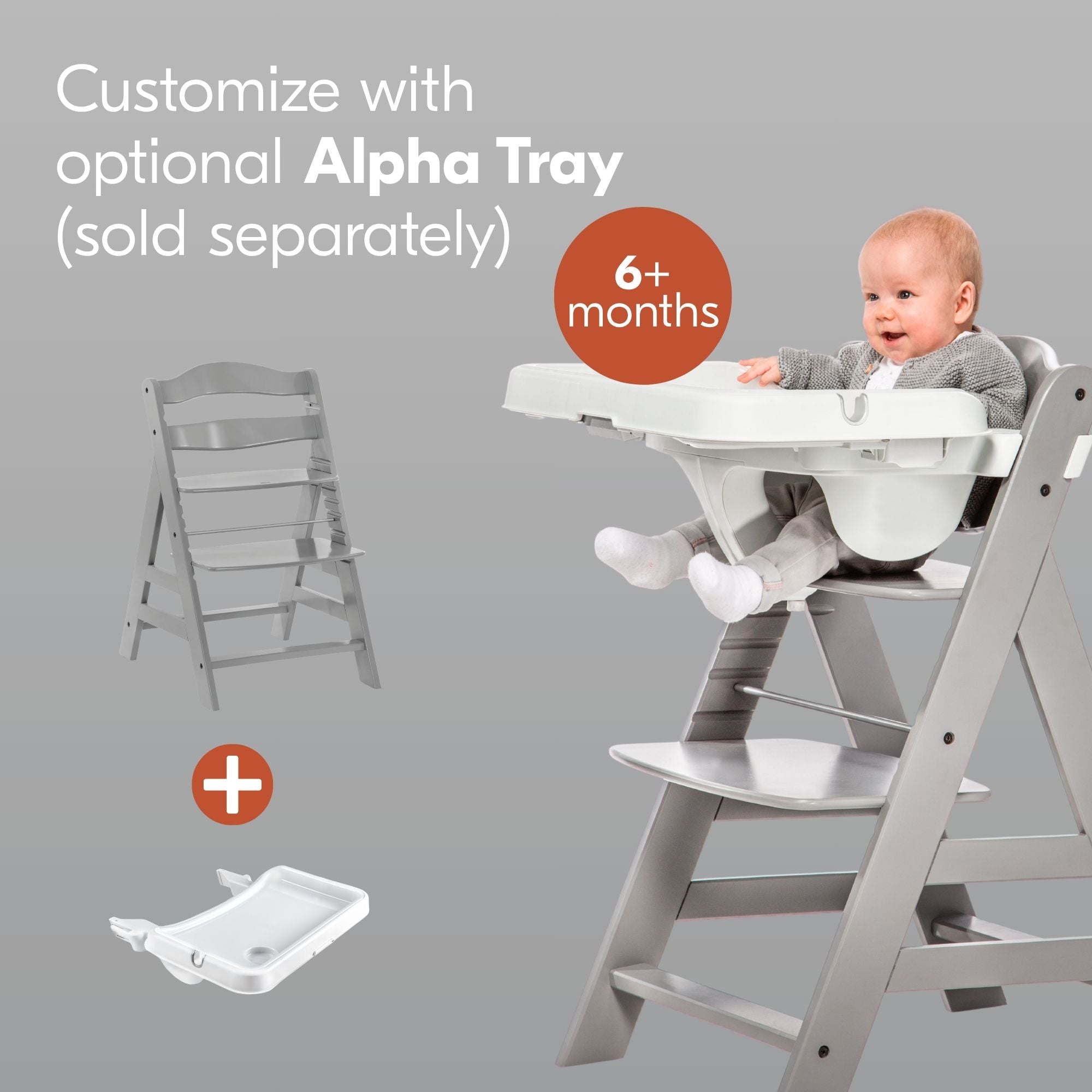 Alpha+ Grow Along Adjustable Wooden Highchair, Beechwood, Grey Finish(For Parts)