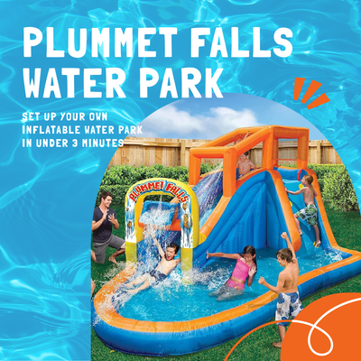 Banzai Plummet Falls Adventure Kids Inflatable Water Park Pool Slide (Open Box)