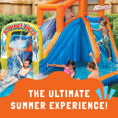 Banzai Plummet Falls Adventure Kids Inflatable Water Park Pool Slide (Open Box)