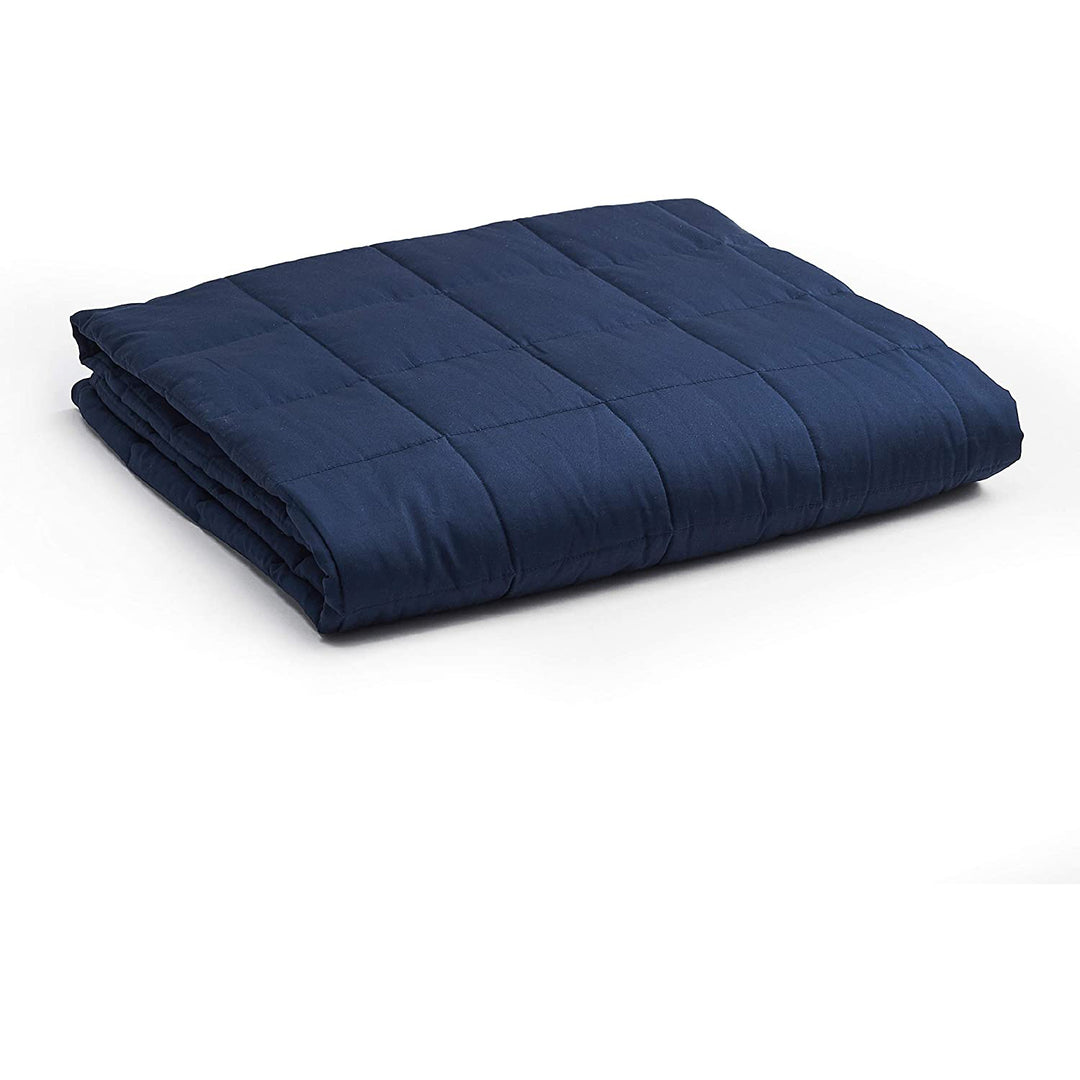 YnM Cotton 48 x 72" 15 Lb Weighted Blanket for Twin & Full Beds, Navy (Open Box)