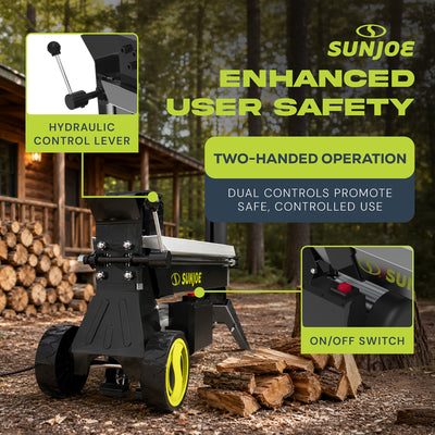 Sun Joe Electric Log Splitter with Hydraulic Ram, 5-Ton, 15 Amp Motor, LJ602E