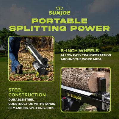 Sun Joe Electric Log Splitter with Hydraulic Ram, 5-Ton, 15 Amp Motor, LJ602E