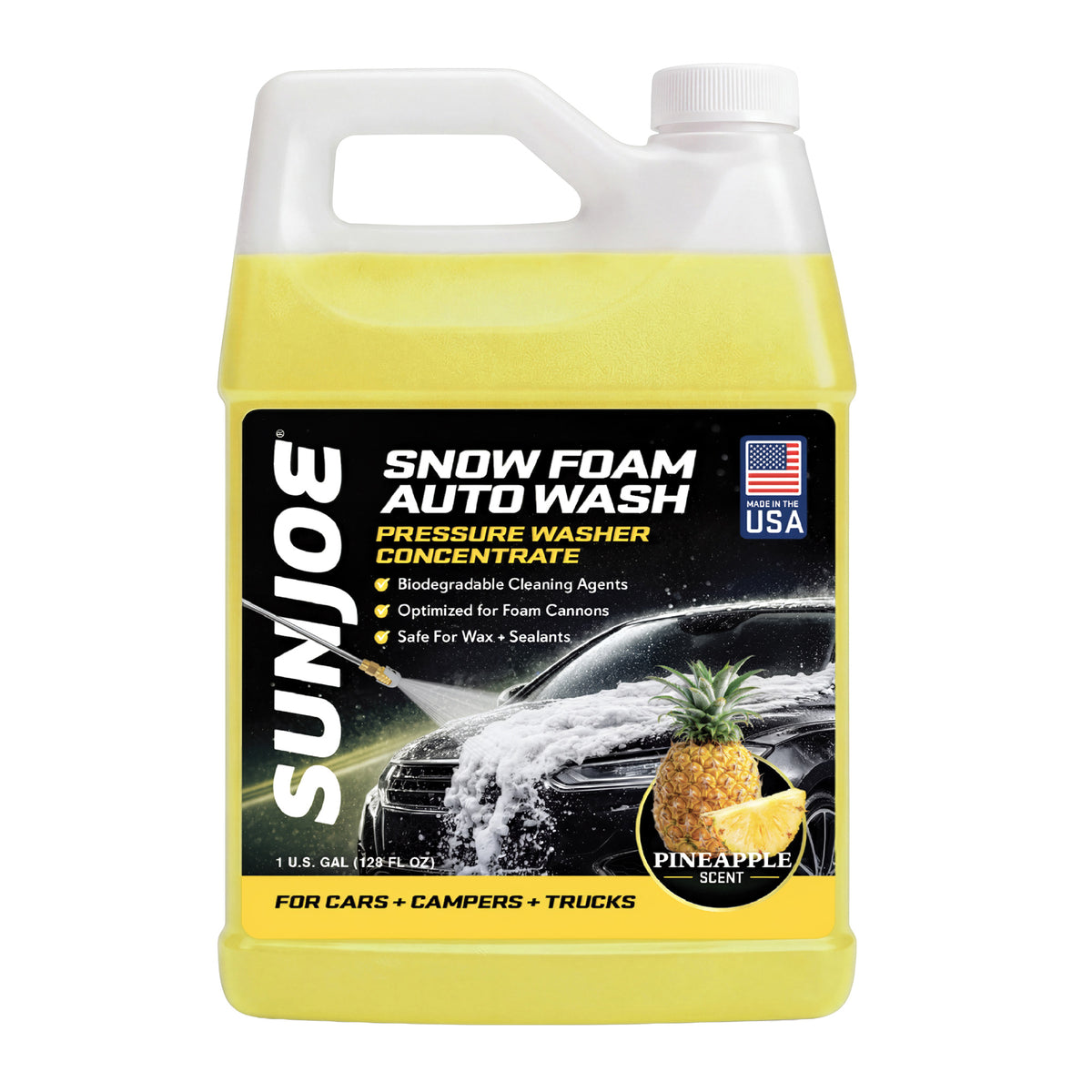 Sun Joe Snow Foam Pineapple Scented Car Wash Soap & Cleaner, 1 Gallon, FCS1G - VMInnovations