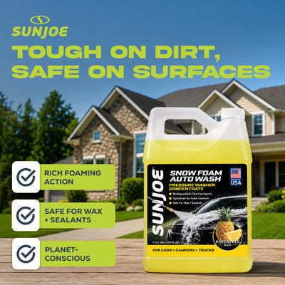 Sun Joe Snow Foam Pineapple Scented Car Wash Soap & Cleaner, 1 Gallon, FCS1G - VMInnovations