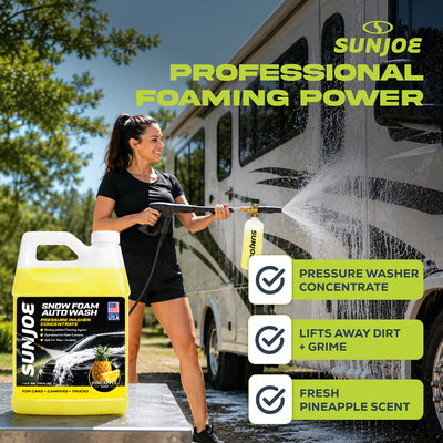 Sun Joe Snow Foam Pineapple Scented Car Wash Soap & Cleaner, 1 Gallon, FCS1G - VMInnovations