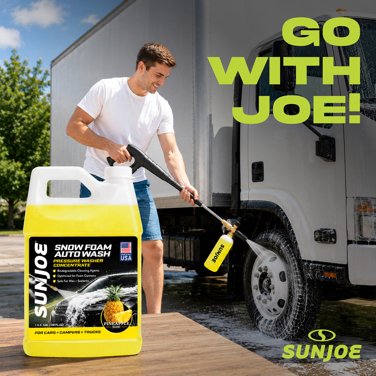 Sun Joe Snow Foam Pineapple Scented Car Wash Soap & Cleaner, 1 Gallon, FCS1G - VMInnovations