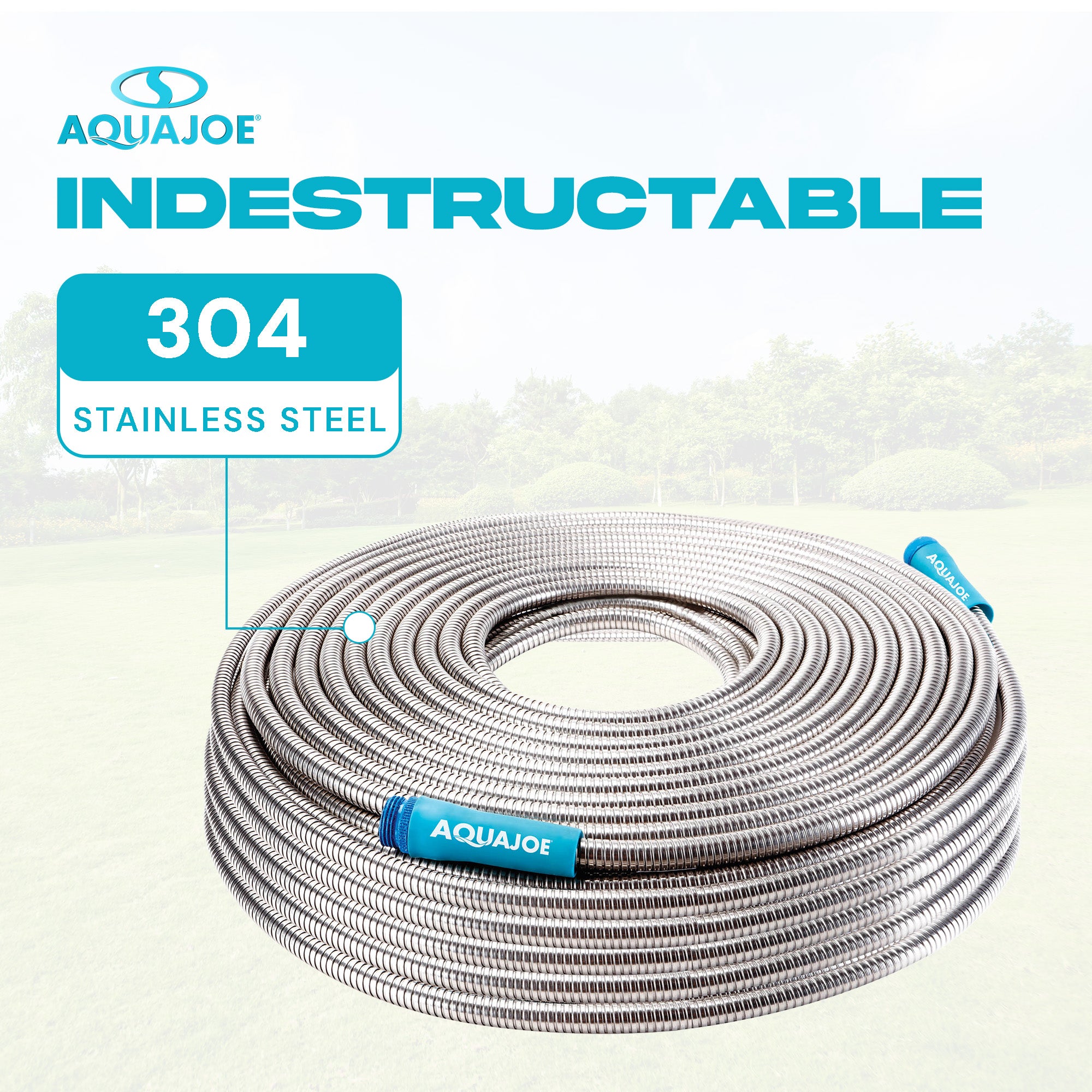 Aqua Joe 50 Ft Heavy Duty Stainless Steel Garden Hose, 1/2" Diameter, AJSGH50