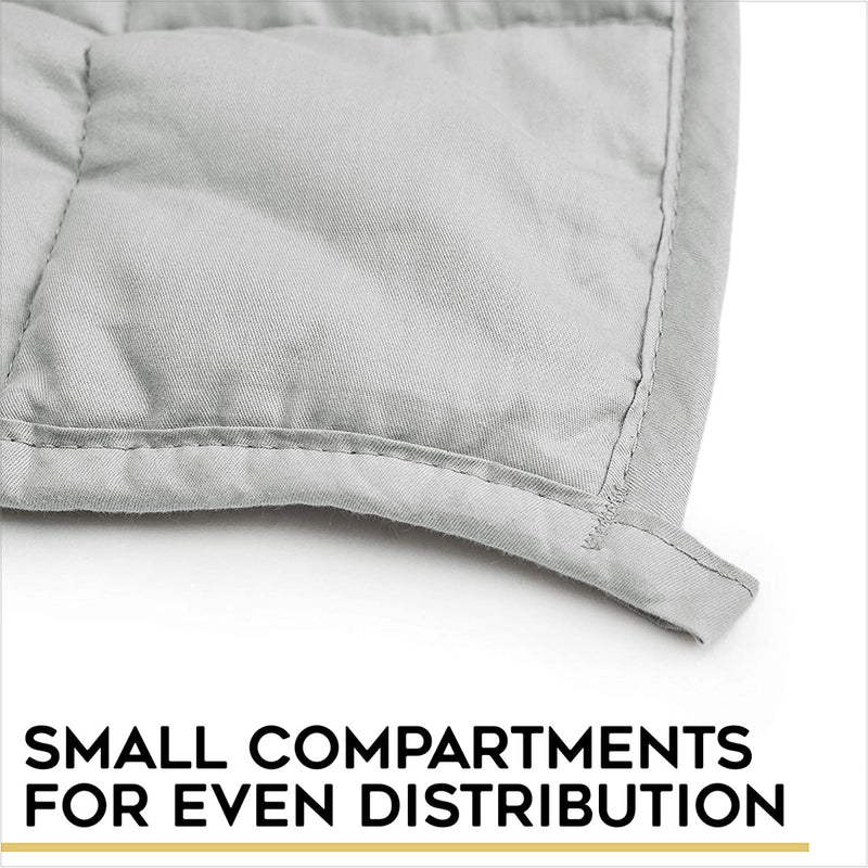 YnM Original Cotton 48x72 In 15lb Glass Bead Weighted Blanket, Gray (Open Box)