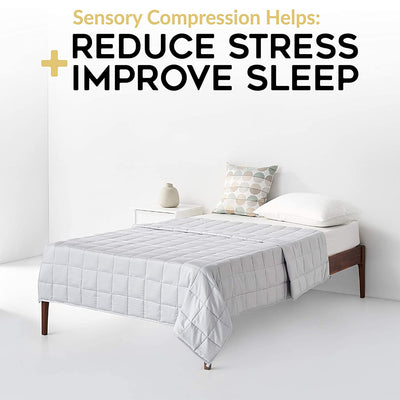 YnM Original Cotton 48x72 In 15lb Glass Bead Weighted Blanket, Gray (Open Box) - VMInnovations