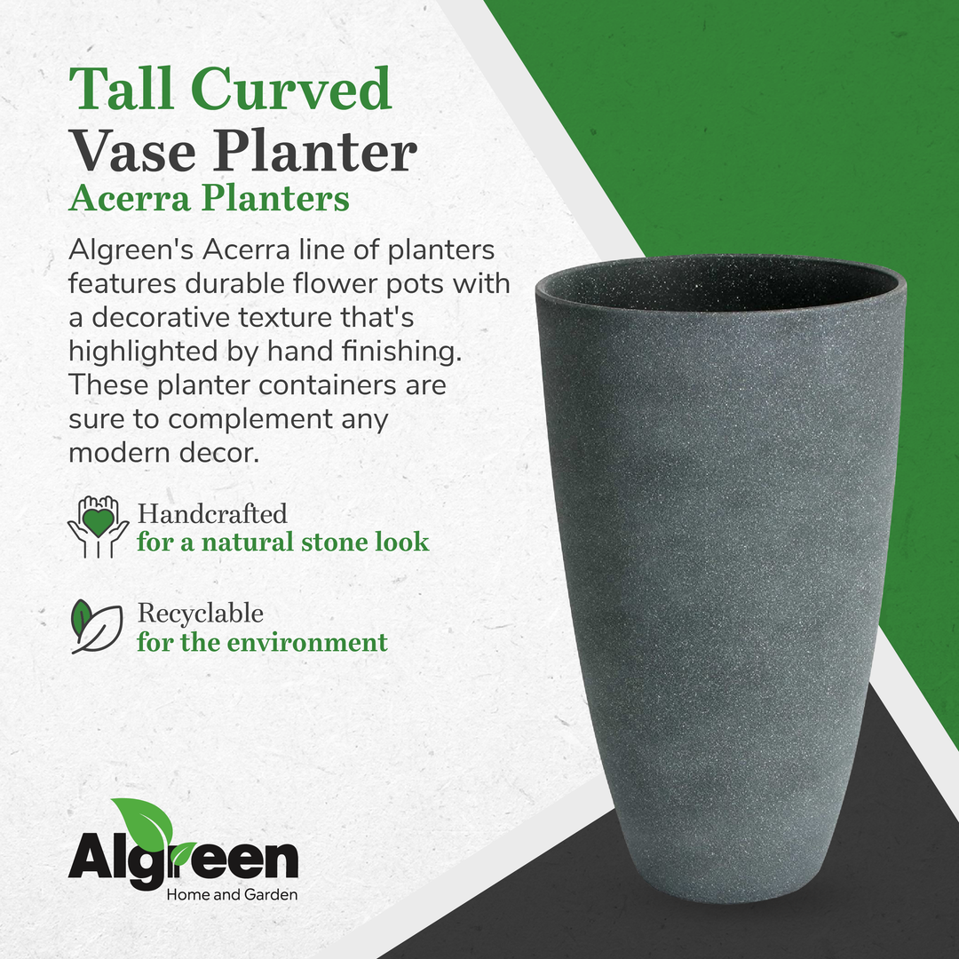 Algreen Weather Resistant Composite Tall Vase Planter, Gray Stucco (Open Box)