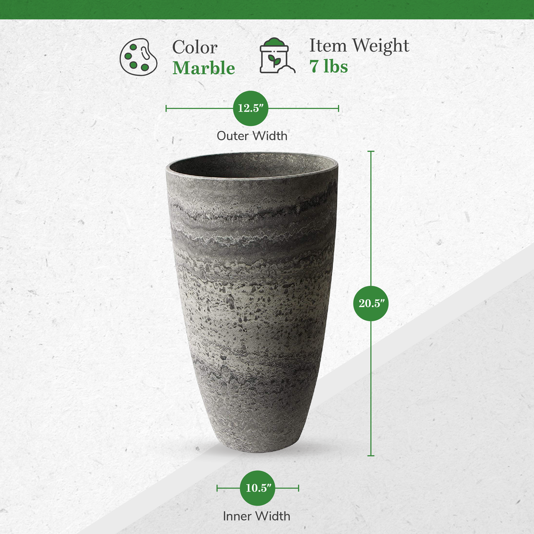 Algreen Acerra 12x20" Yard & Patio Vase Garden Planter, Marble Print (Open Box)