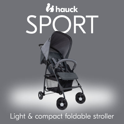 hauck Sport T13 Lightweight Compact Foldable Stroller Pushchair, Charcoal Stone - VMInnovations