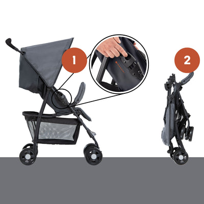 hauck Sport T13 Lightweight Compact Foldable Stroller Pushchair, Charcoal Stone - VMInnovations