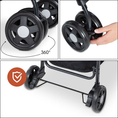 hauck Sport T13 Lightweight Compact Foldable Stroller Pushchair, Charcoal Stone - VMInnovations