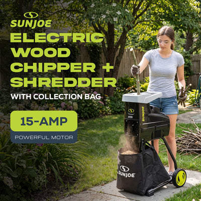 Sun Joe Silent Wood Chipper Shredder, 15 Amp Machine with 1.7" Diameter (Used) - VMInnovations