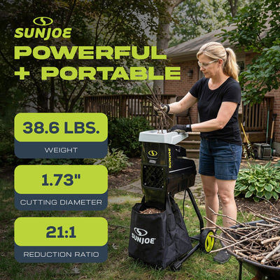 Sun Joe Silent Wood Chipper Shredder, 15 Amp Machine with 1.7" Diameter (Used) - VMInnovations