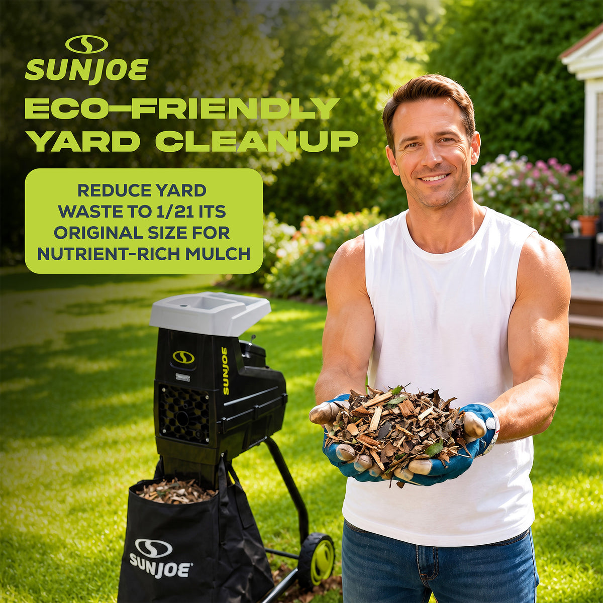 Sun Joe Silent Wood Chipper Shredder, 15 Amp Machine with 1.7" Diameter (Used) - VMInnovations