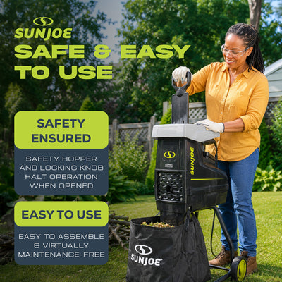 Sun Joe Silent Wood Chipper Shredder, 15 Amp Machine with 1.7" Diameter (Used) - VMInnovations