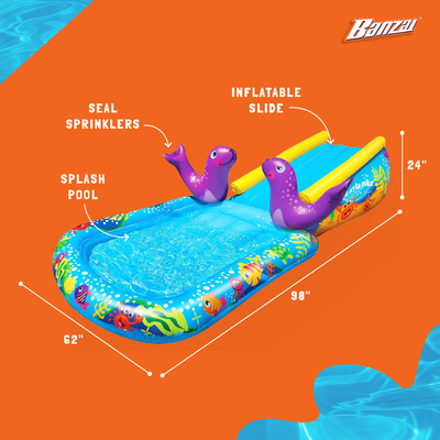 Banzai Kid Toddler Outdoor Inflatable My First Water Slide & Splash Pool (Used) - VMInnovations