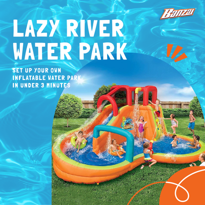 Banzai Kids Inflatable Outdoor Lazy River Water Park Slide and Pool (For Parts) - VMInnovations