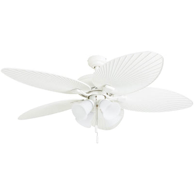 Prominence Home Palm Lake 52" Indoor Outdoor Ceiling Fan with Pull Chain, White - VMInnovations