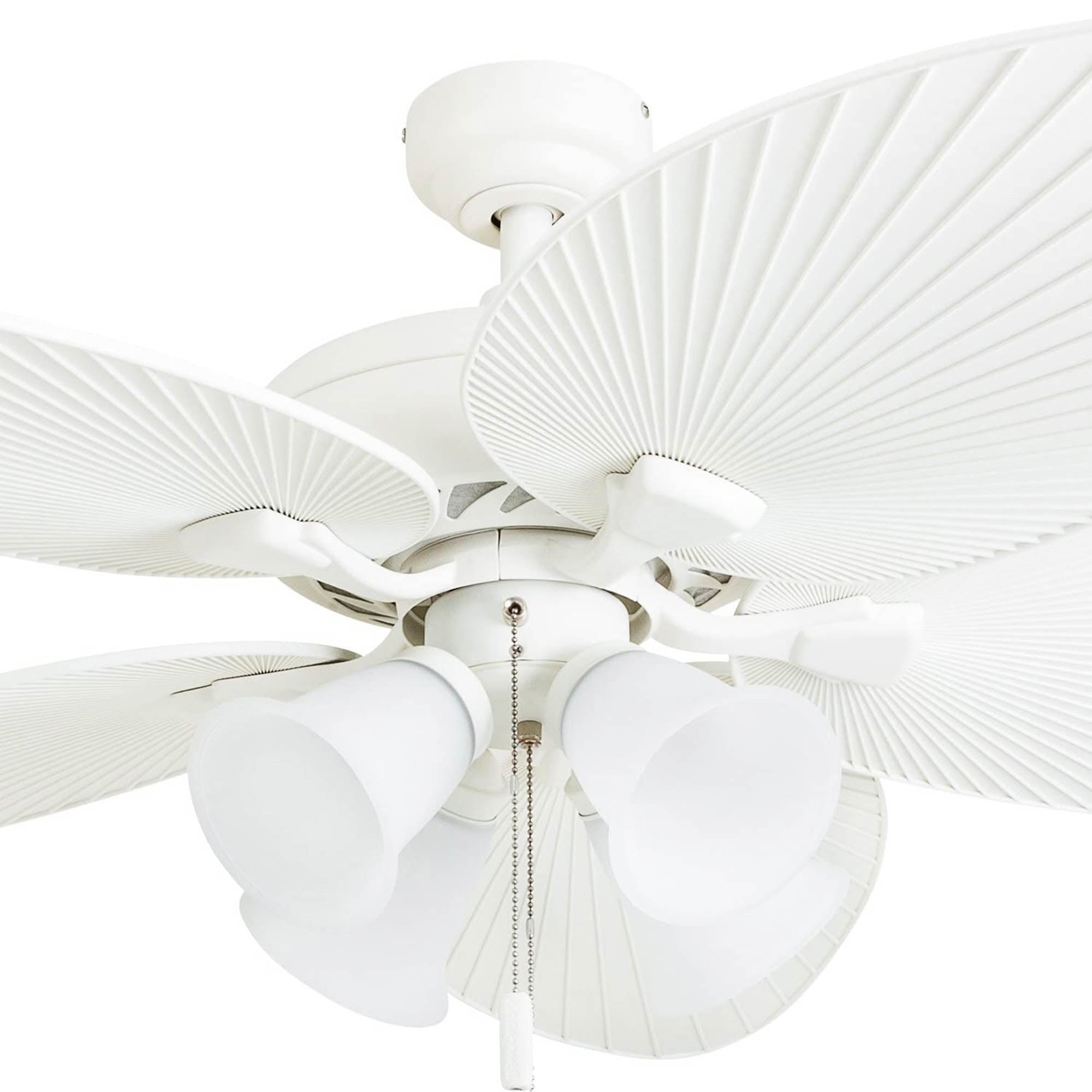 Prominence Home Palm Lake 52" Indoor Outdoor Ceiling Fan with Pull Chain, White - VMInnovations