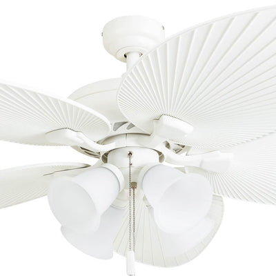 Prominence Home Palm Lake 52" Indoor Outdoor Ceiling Fan with Pull Chain, White - VMInnovations
