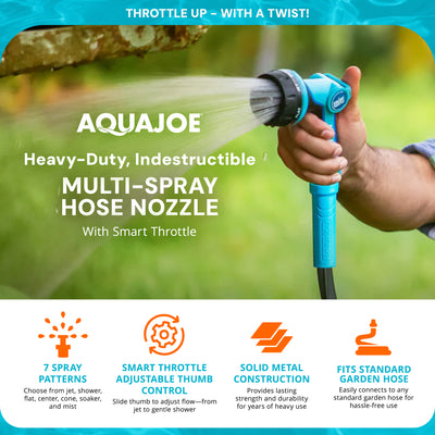 Aqua Joe Multi-Function Hose Nozzle with Smart Throttle & Oscillating Sprinkler