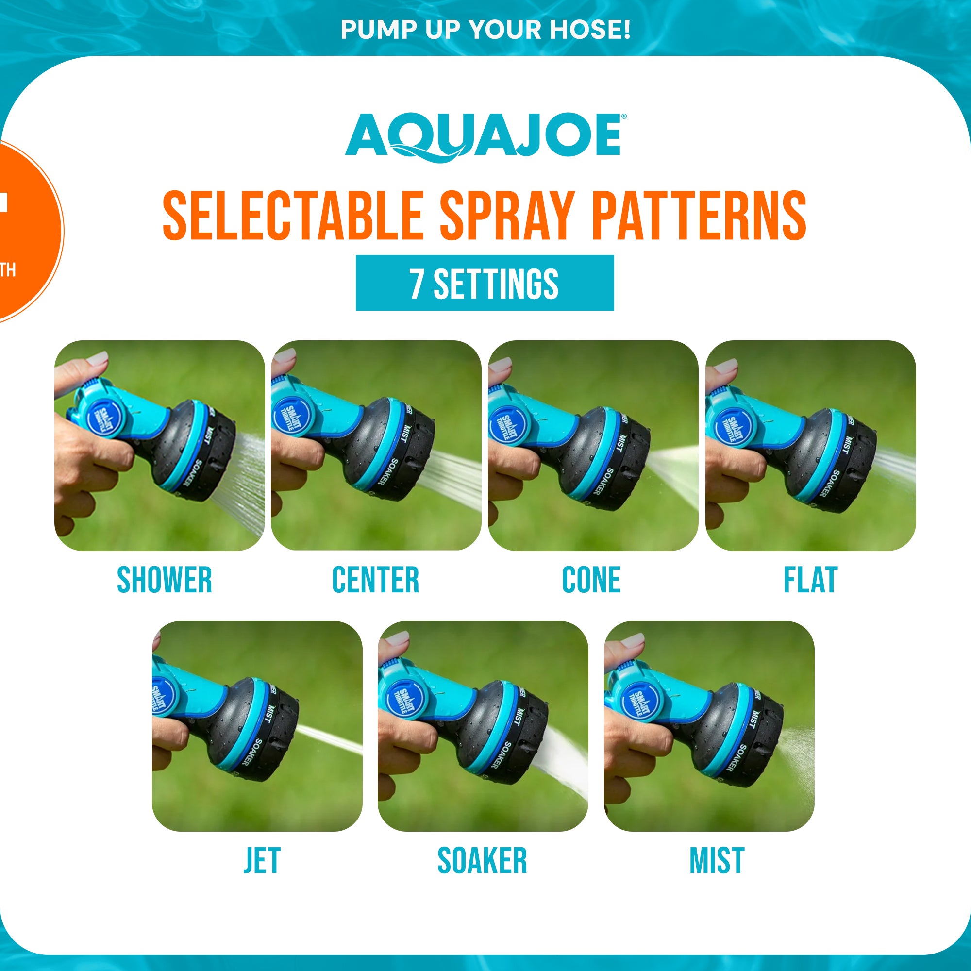 Aqua Joe Multi-Function Hose Nozzle with Smart Throttle & Oscillating Sprinkler