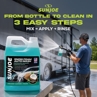 Sun Joe Premium Snow Foam Coconut Scent Car Washing Soap & Cleaner, 1 Gallon - VMInnovations