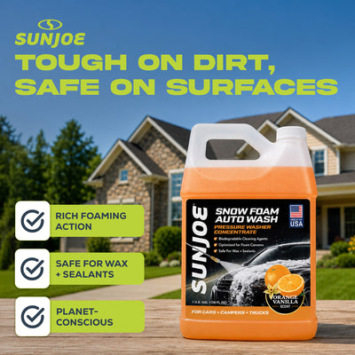Sun Joe Premium Snow Foam Car Soap Cleaner, 1 Gal, Orange-Vanilla, SPX-FCS1G-CRM - VMInnovations