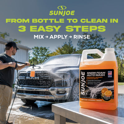Sun Joe Premium Snow Foam Car Soap Cleaner, 1 Gal, Orange-Vanilla, SPX-FCS1G-CRM - VMInnovations