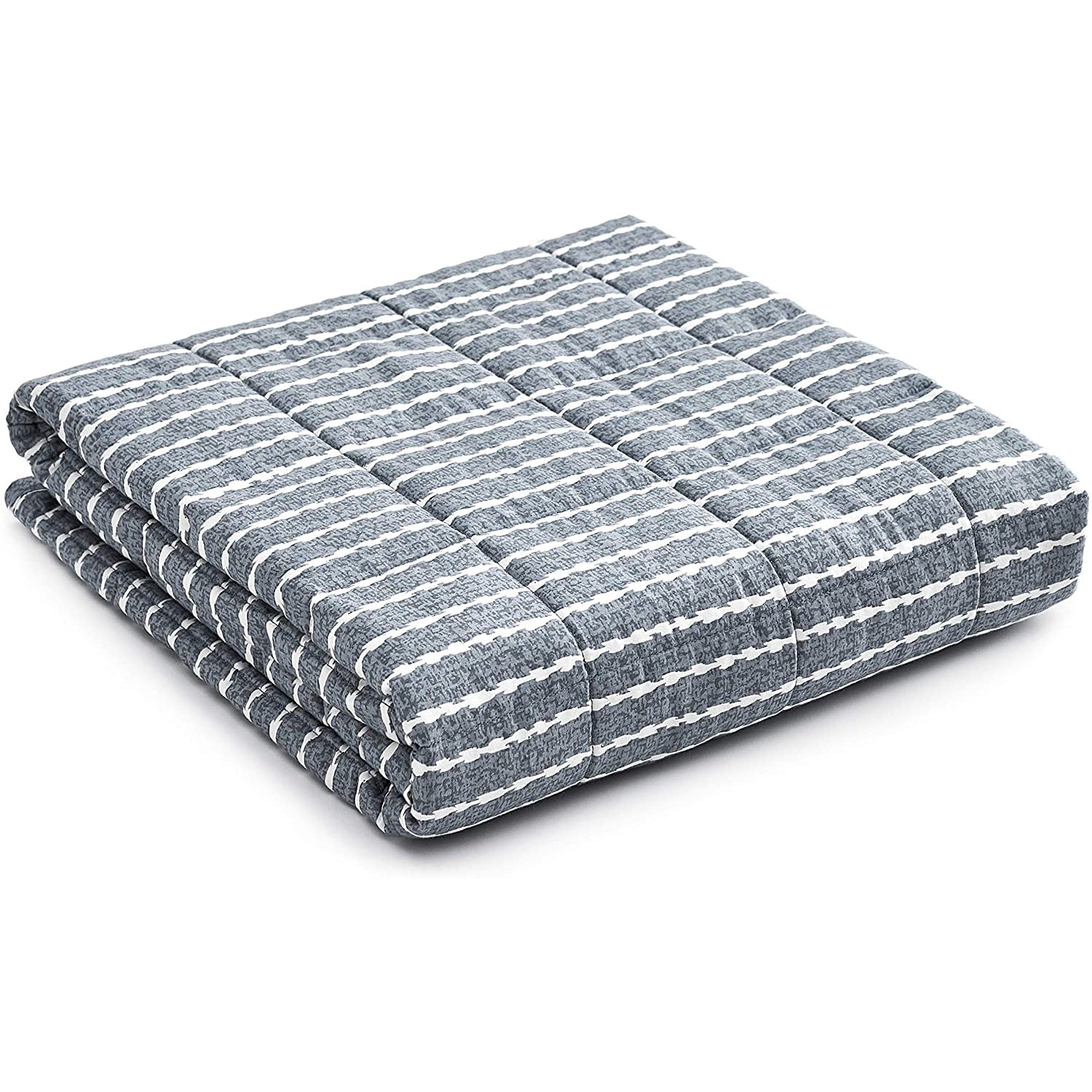 Cotton 48 x 72 In 15 Lb Glass Bead Weighted Blanket, Blue & White (Open Box) - VMInnovations