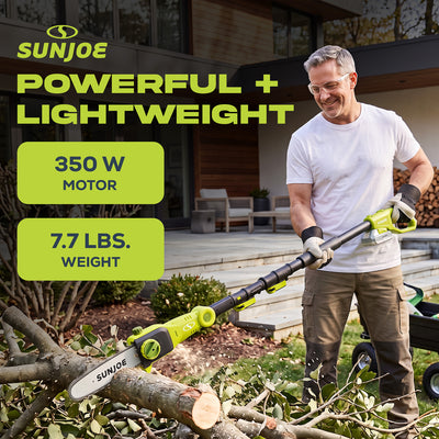 Sun Joe 24V Cordless Pole Chainsaw Electric Telescope Tree Trimmer, 24V-PS8-LTE