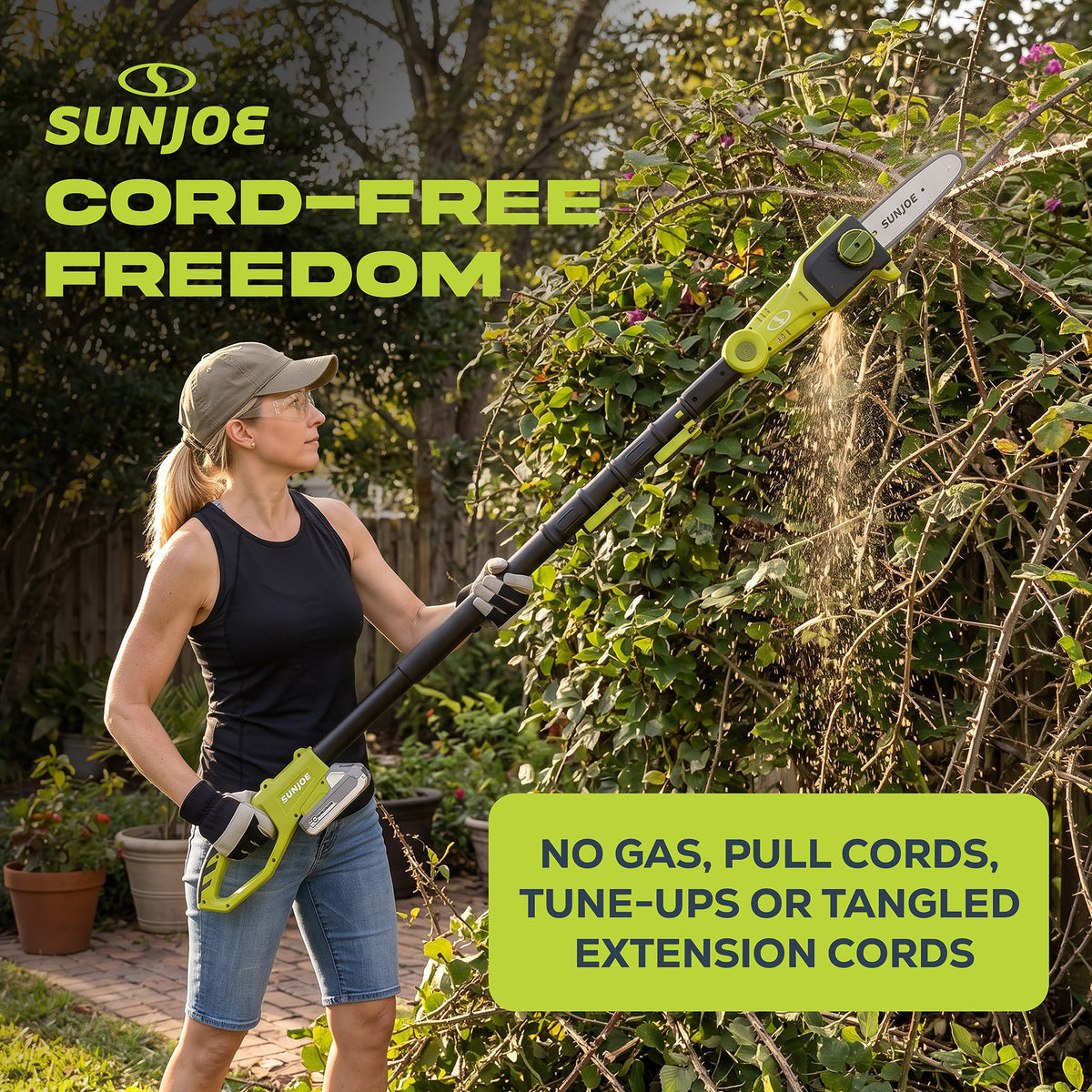 Sun Joe 24V Cordless Pole Chainsaw Electric Telescope Tree Trimmer, 24V-PS8-LTE