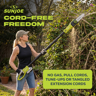 Sun Joe 24V Cordless Pole Chainsaw Electric Telescope Tree Trimmer, 24V-PS8-LTE