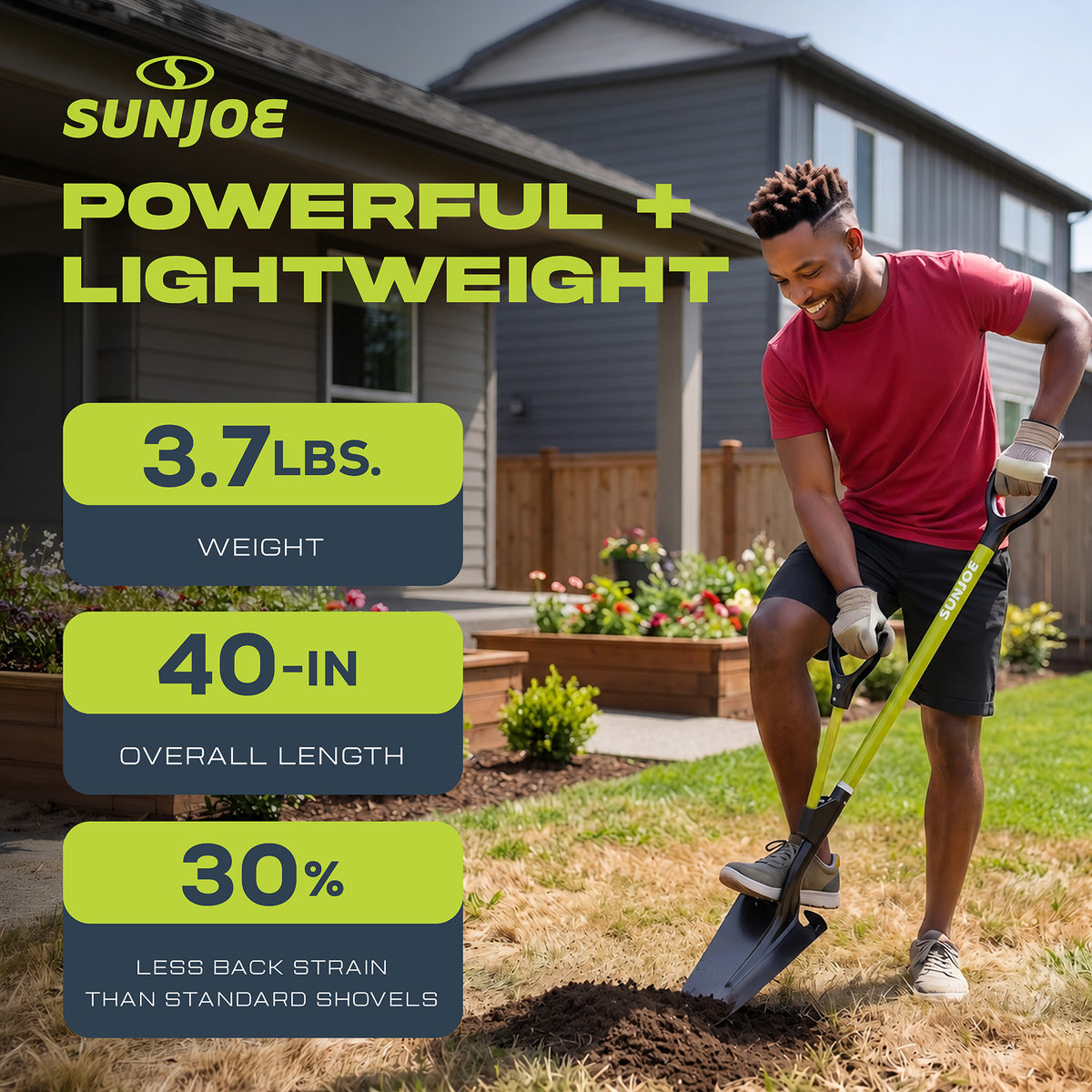 Sun Joe 9“ Digging Shovel, Assist Handle, Shovelution, Black/Green, SJ-SHLV07 - VMInnovations