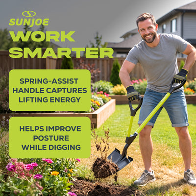 Sun Joe 9“ Digging Shovel, Assist Handle, Shovelution, Black/Green, SJ-SHLV07 - VMInnovations