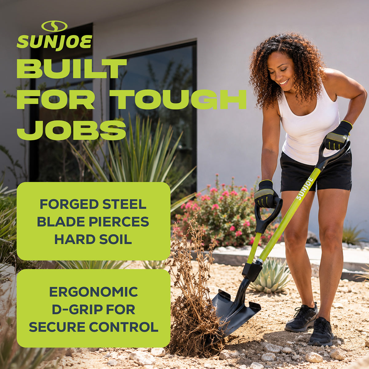Sun Joe 9“ Digging Shovel, Assist Handle, Shovelution, Black/Green, SJ-SHLV07 - VMInnovations