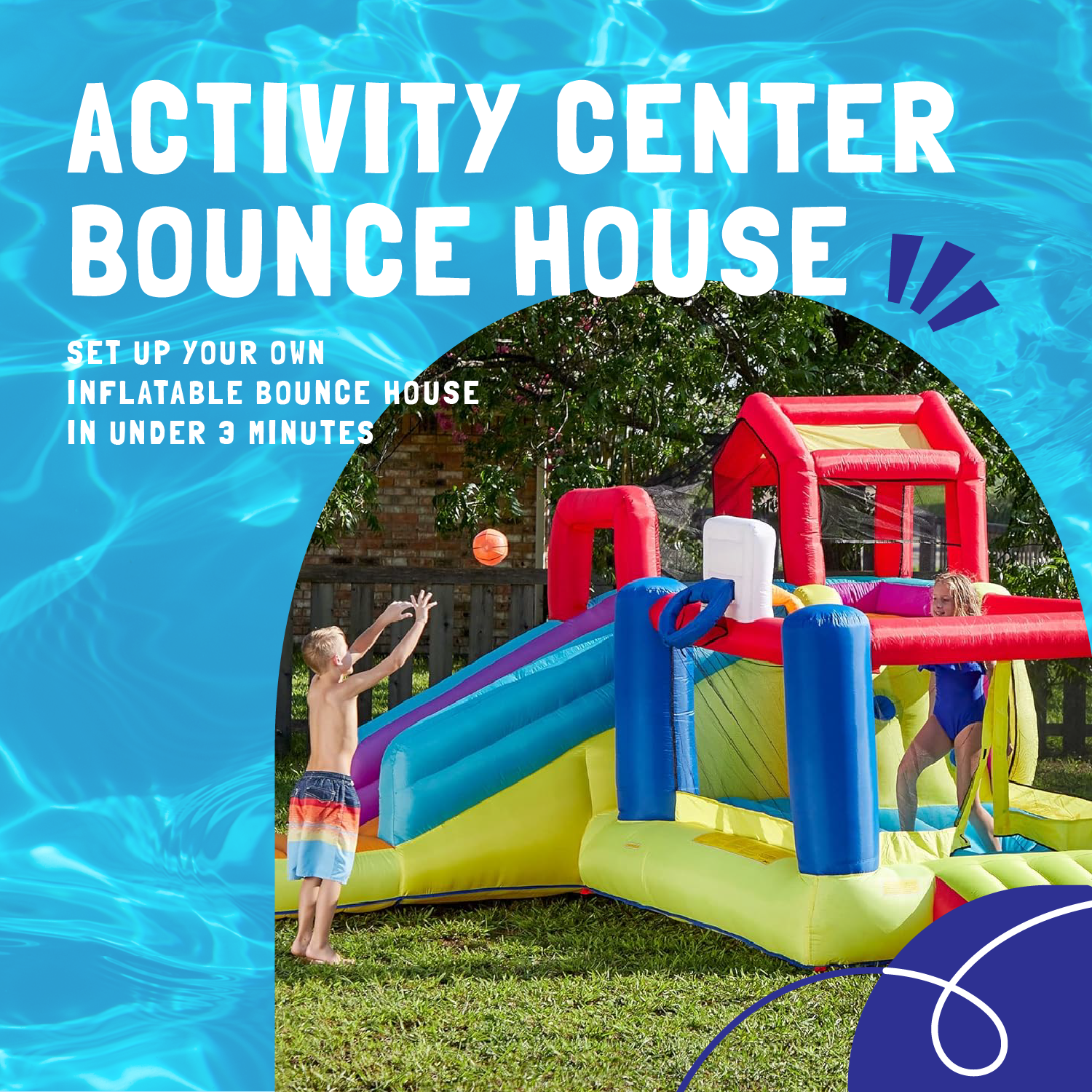 Banzai Outdoor Bounce House with Slide, Climbing Wall and 2 Sports Activities - VMInnovations