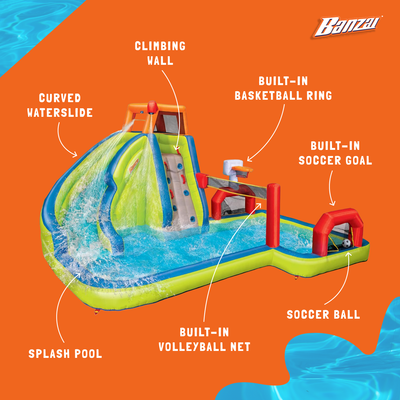 Banzai Aqua Sports Water Park Inflatable Kids Aquatic Activity Play (Open Box) - VMInnovations