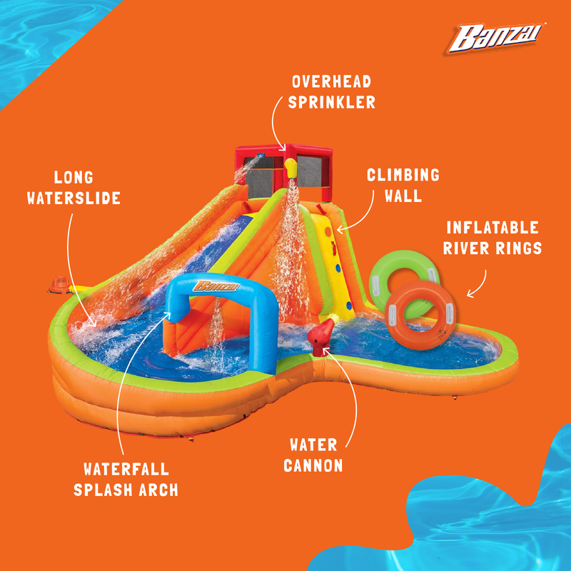 Banzai Kids Inflatable Outdoor Lazy River Adventure Water Park (Open Box)