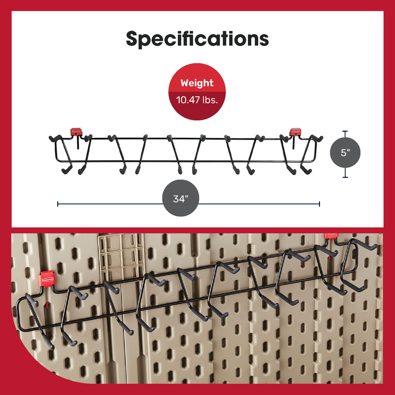 Rubbermaid 34 Inch Garden Tool and Sports Storage Rack for Sheds (For Parts)
