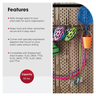 Rubbermaid Shed 50 Pound Capacity 34 In Tool and Sports Rack (Open Box) (2 Pack) - VMInnovations