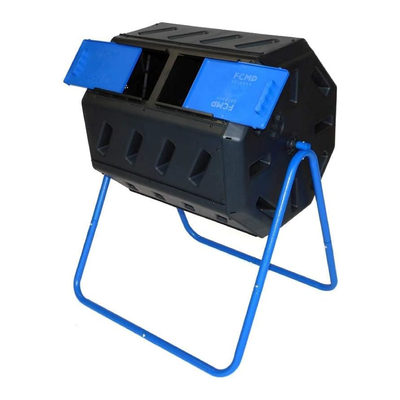 FCMP Outdoor 8 Sided Dual Chamber Tumbling Double Door Composter, Blue(Open Box)