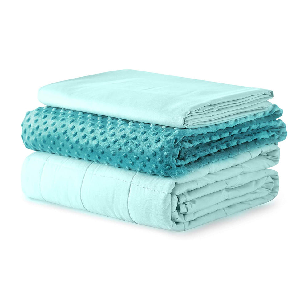 YnM 3 Piece Set 20 Pound Glass Bead Weighted Blanket with 2 Duvet Covers (Used) - VMInnovations